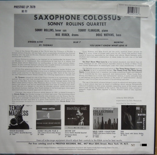 Sonny Rollins - Saxophone Colossus (Analogue Productions, Prestige, Prestige) LP, Album, Mono, Ltd, Num, RE, 200