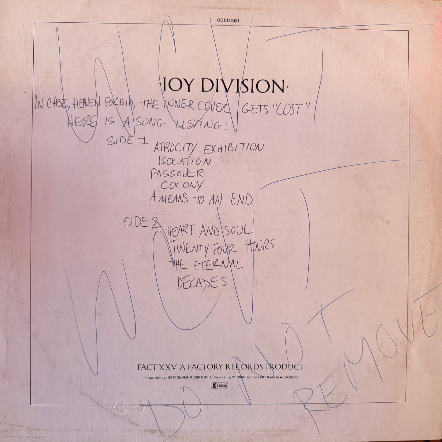 Joy Division ‎– Closer (1981 German Pressing)