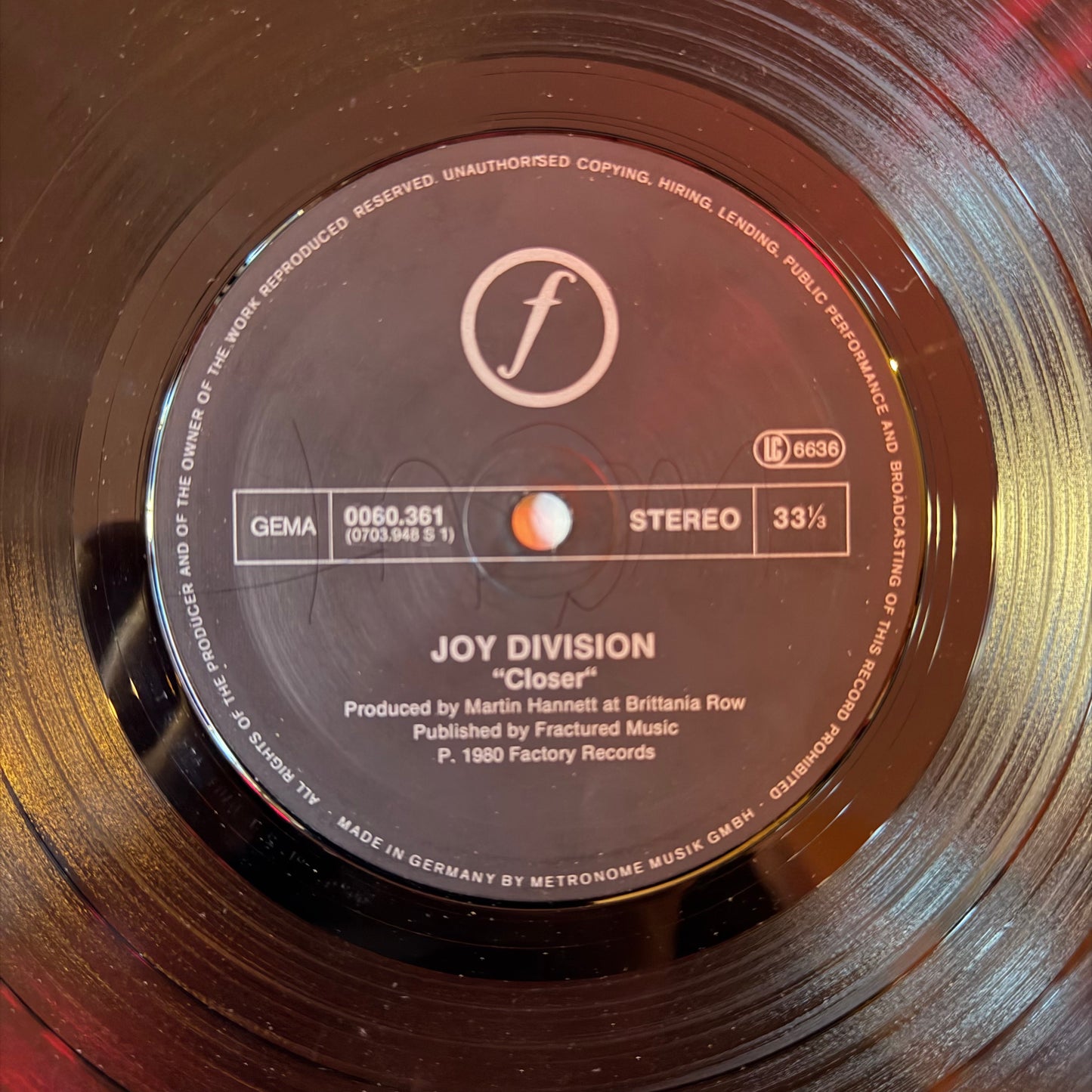 Joy Division ‎– Closer (1981 German Pressing)