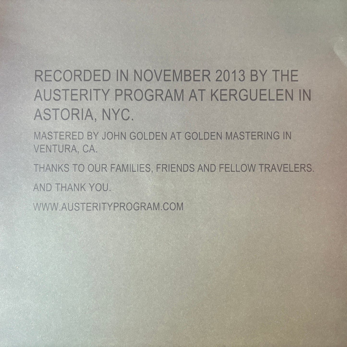 The Austerity Program - Beyond Calculation