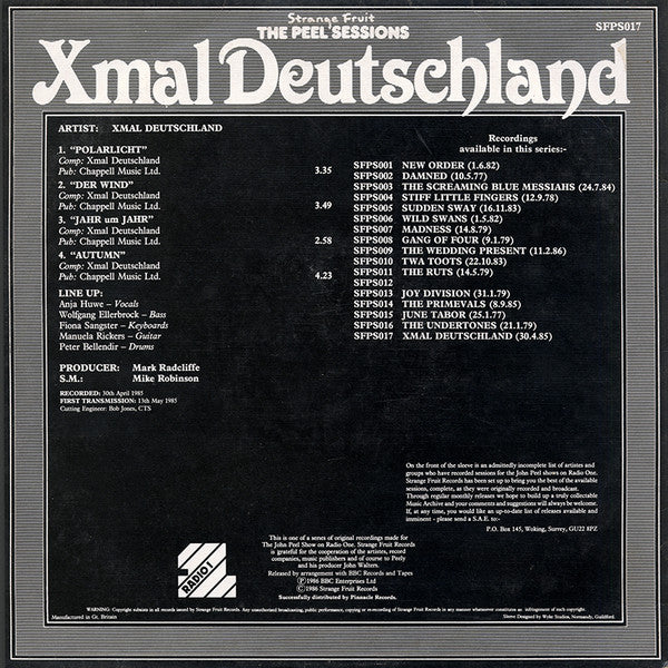 Xmal Deutschland* ‎– The Peel Sessions