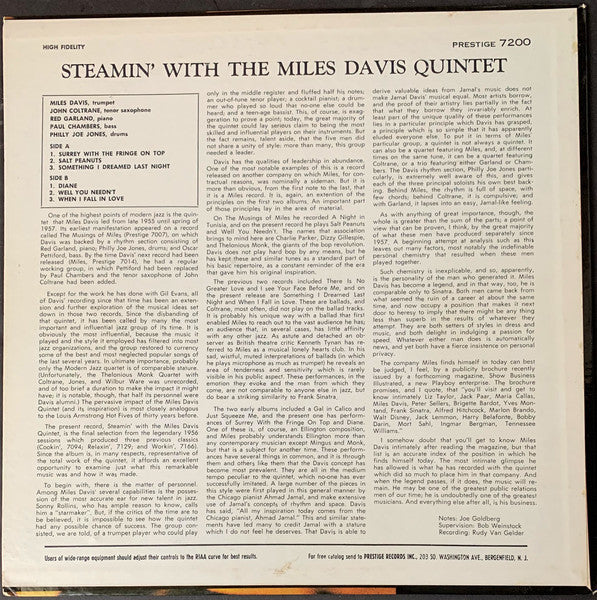 The Miles Davis Quintet – Steamin' With The Miles Davis Quintet