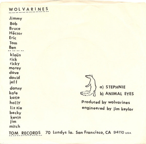Wolvarines ‎– Stephnie / Animal Eyes